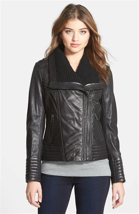 knit leather collarless jacket michael kors|Michael Kors leather jacket men.